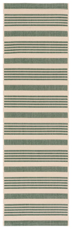 Safavieh Courtyard Collection Runner Rug - 2'3'' X 6'7'', Beige & Dark Green, Stripe Design, Non-Shedding & Easy Care, Indoor/Ou