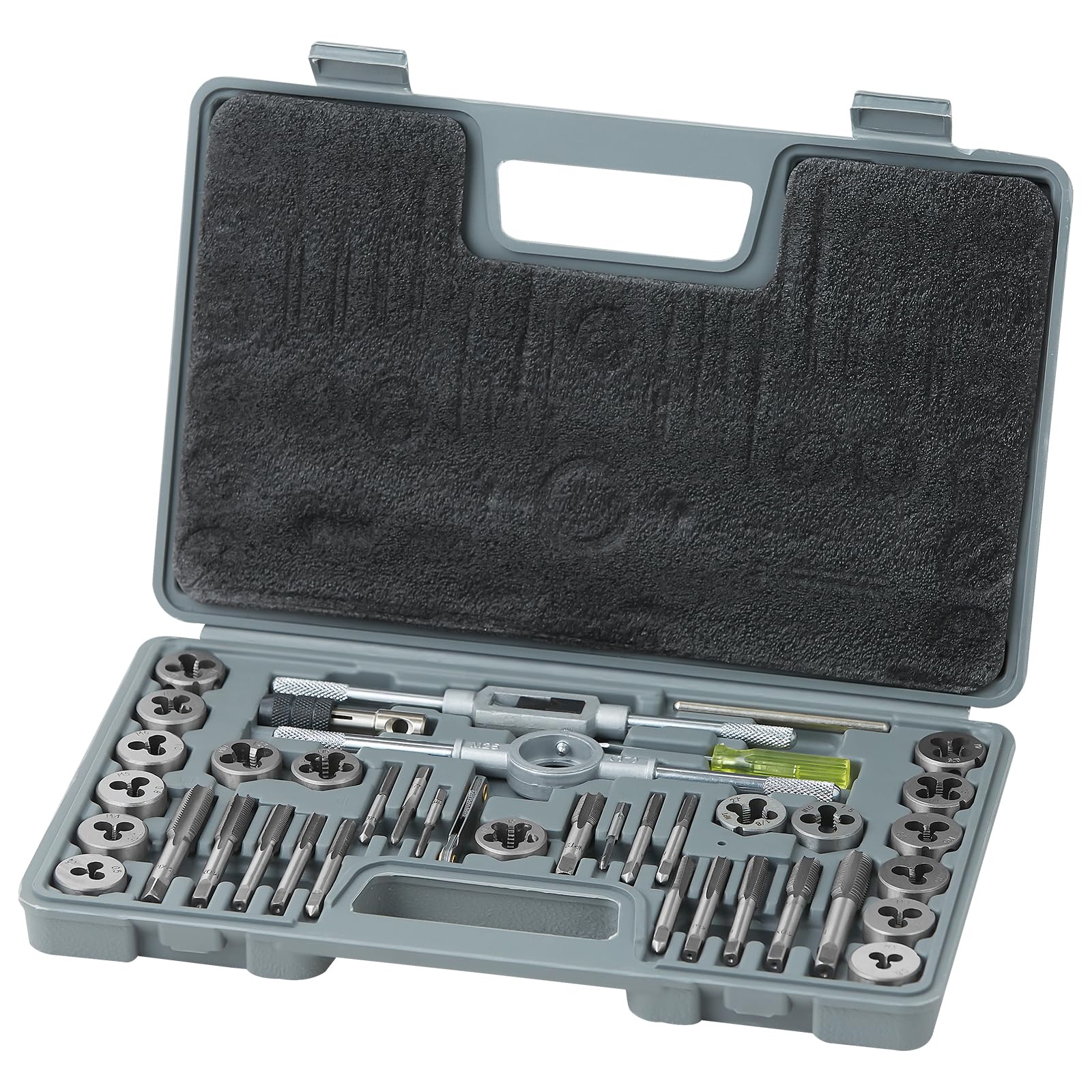 VEVOR Tap and Die Set, 40-Piece Include SAE Size NC/NF/NPT, Bearing Steel Taps and Dies, Essential Threading Tool for Cutting Ex