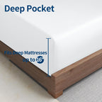 Bamboo Viscose Cooling Fitted Sheet Twin Size Only, 400 Thread Count, 16'' Deep Pocket Cooling Bottom Sheets For Hot Sleeper, Si