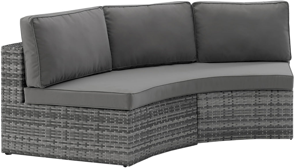 Crosley Furniture Catalina Outdoor Sectional Sofa, 3-Person Wicker Patio Couch For Deck, Backyard, Poolside, Gray