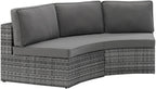 Crosley Furniture Catalina Outdoor Sectional Sofa, 3-Person Wicker Patio Couch For Deck, Backyard, Poolside, Gray