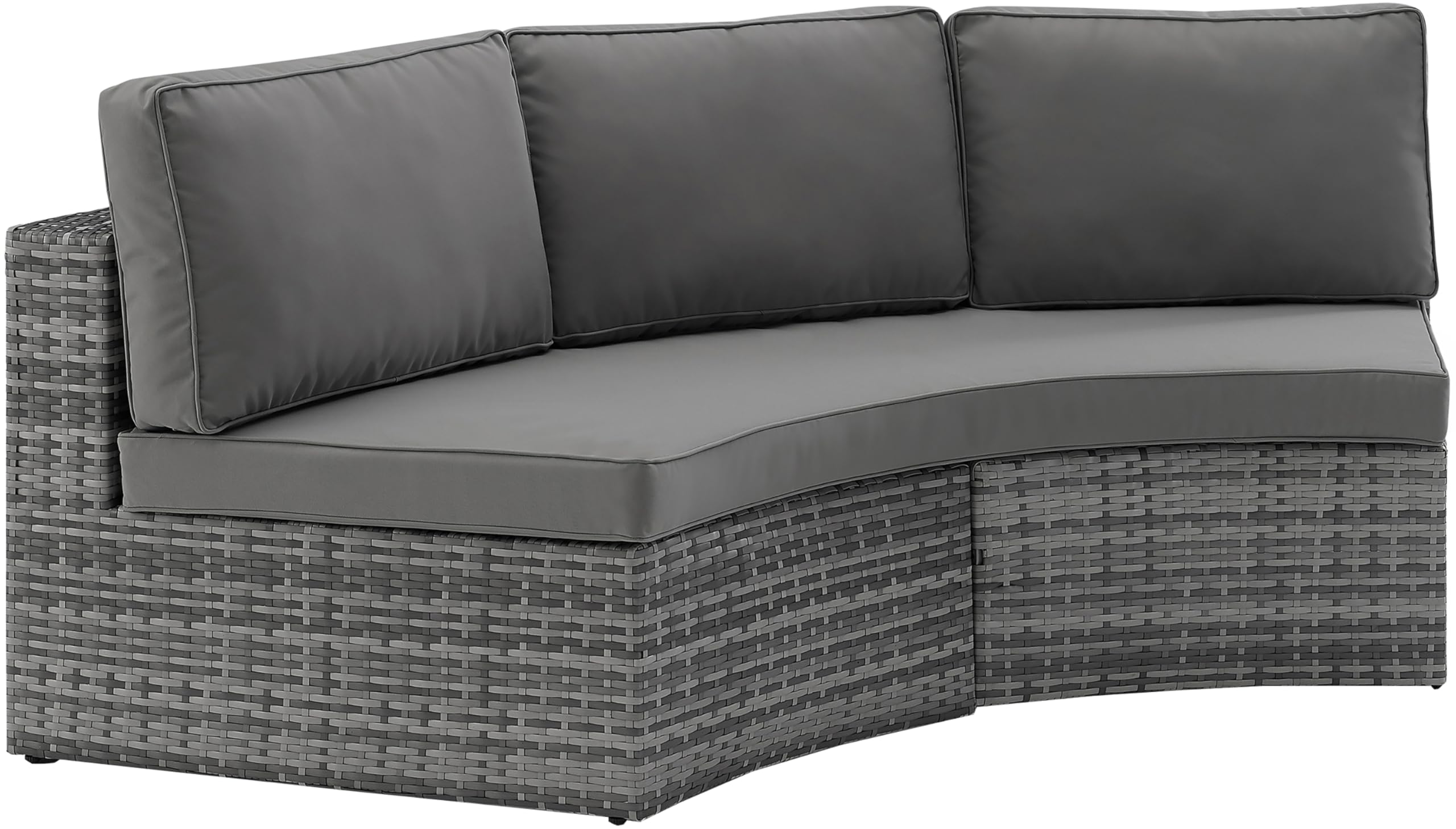 Crosley Furniture Catalina Outdoor Sectional Sofa, 3-Person Wicker Patio Couch For Deck, Backyard, Poolside, Gray