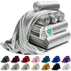 Decolure Striped Satin Sheet Queen Set 6Pc - Luxurious Silk Feel Sheets Queen - All-Season Satin Silky Soft Queen Size Satin Bed