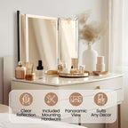 Houseables Tri3 3 Way Mirror Tabletop Makeup Vanity Mirror Silver 21 x 31 Inch