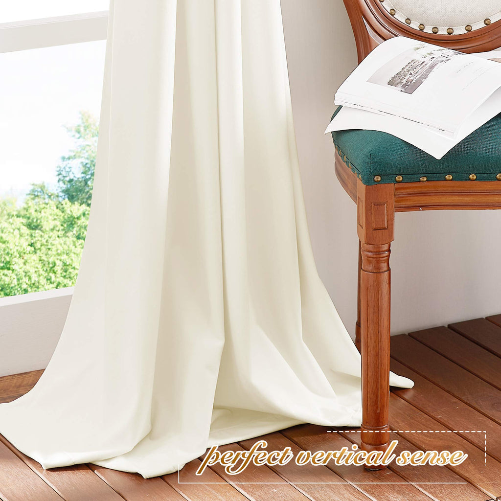 Nicetown Ivory White Blackout Curtains For Backdrops, Thermal Insulated Noise Reducing Velvet Curtains For Film, Extra Long Wind