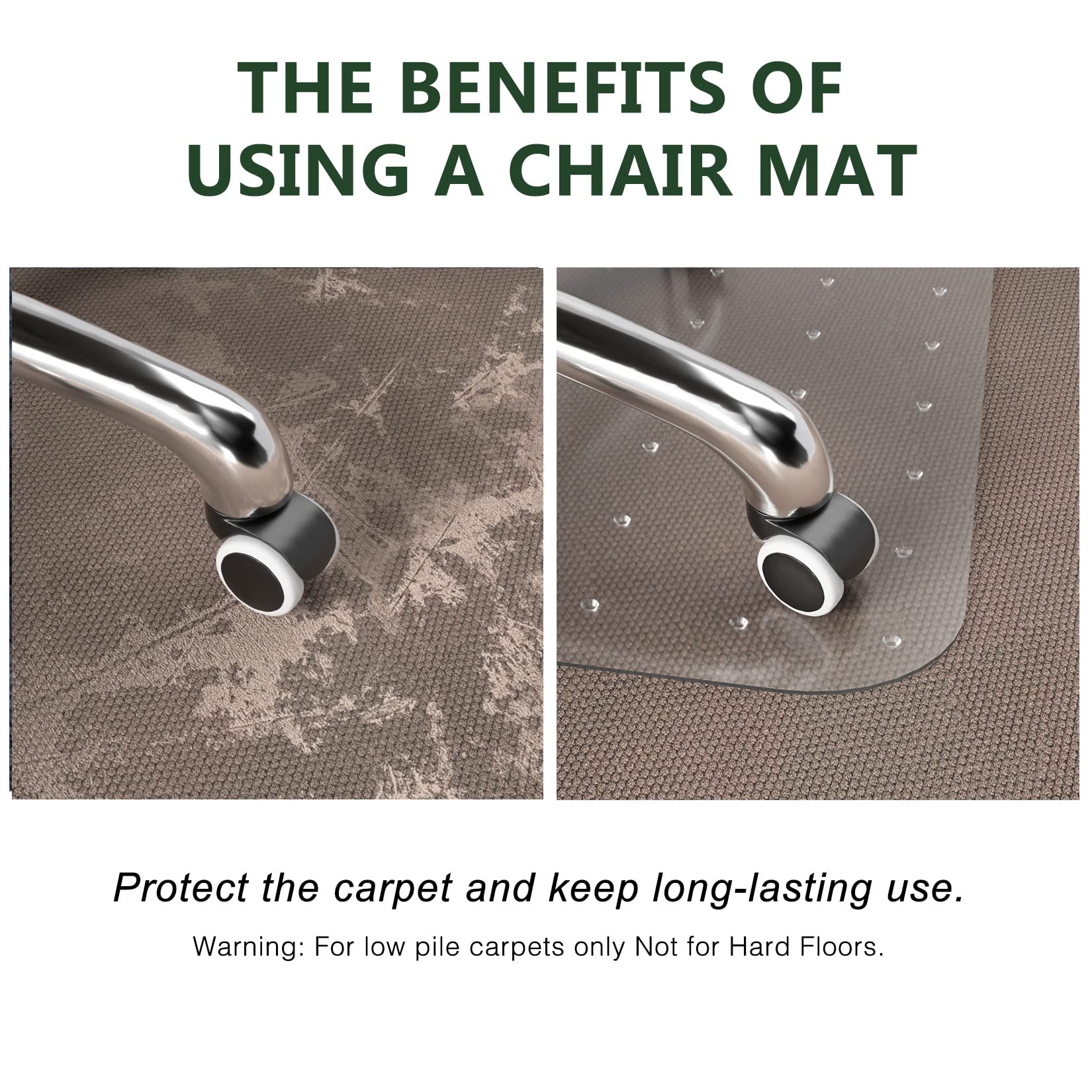 Futurhydro Desk Chair Mat For Flat To Low Pile Carpets, 45' X 53' Clear Office Home Floor Protector Mat, Transparent Mats For Office, Home And Gaming Floors (Rectangle)