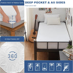 Grt Twin Xl Waterproof Mattress Protector, 80'' X 39'', White, 1 Pack - Machine Washable, Vinyl-Free, Oeko-Tex Certified