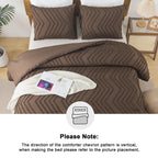 Andency Brown Comforter Set Queen Size, Boho Soft Warm Tufted Bedding Comforter Sets For Queen Size Bed, 3 Pieces Aesthetic Chevron Farmhouse Cute Bohemian Textured Bed Set
