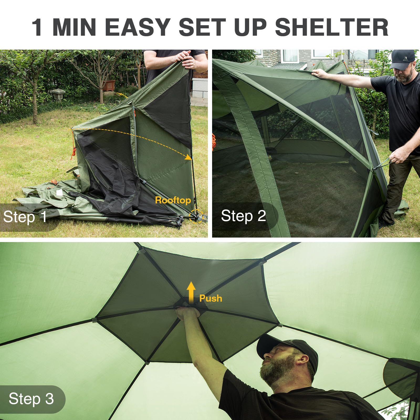 Ever Advanced Pop Up Screen House Tent For Camping 11.5 X 9.8 Ft, Instant Screened Gazebo Canopy With Netting, Portable Shelter Enclosure For Outdoor, Backyard