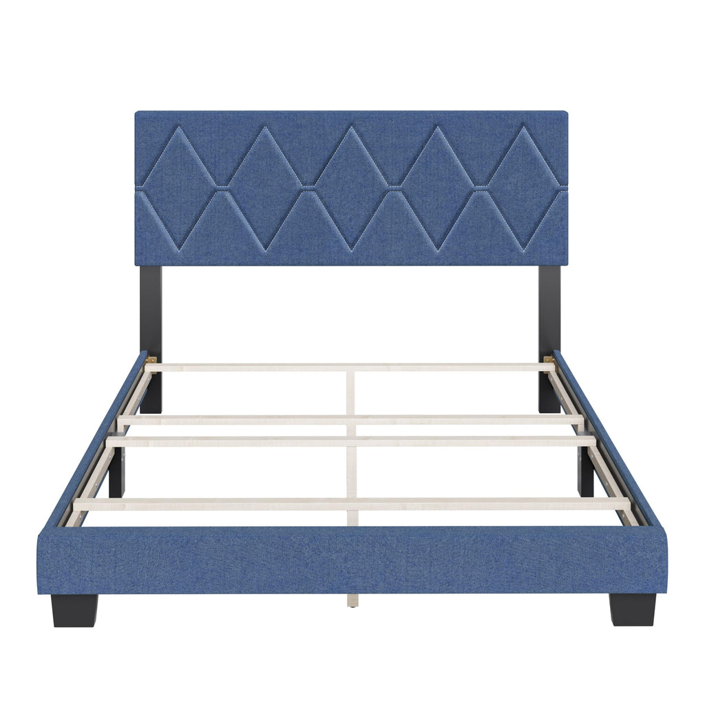 Boyd Sleep Diamond Upholstered Platform Bed with Headboard and Durable Mattress Foundation with Strong 4 Wood Slat Supports, Box Spring Required: Full, Black