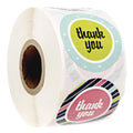 Retro Mod Thank You Labels / 500 1.5' Thank You Stickers/Pink Navy Aqua Thank You Labels