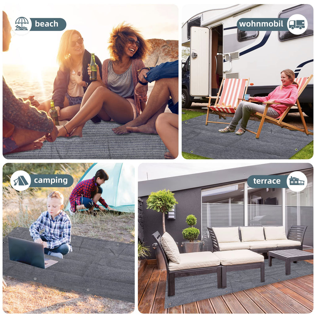 Foundgo Awning Carpet Hdpe Camping Outdoor Rug With Eyelets,Carry Bag,Nails,Broom,For Rv,Patio,Backyard,Picnic,Beach,Trailer 8'*