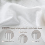 Koufall 92 Inch Curtains For Living Room,Light Filtering Farmhouse Boho Linen White Semi Sheer Curtain Drapes 92 Inches Long For Bedroom 2 Panels Set