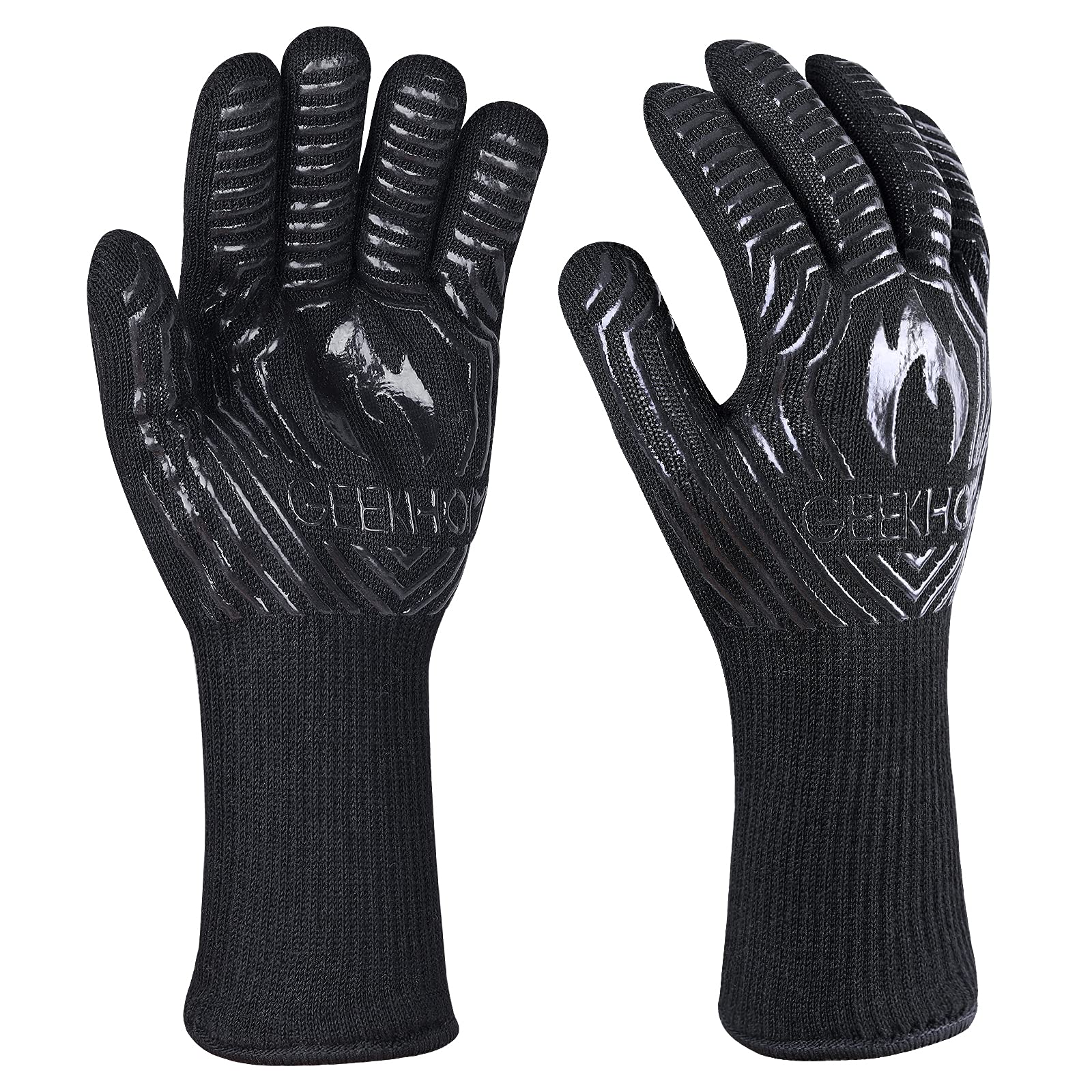 Geekhom Bbq Gloves,1472? Heat Resistant Grill Gloves, En407 Certified 13 Inch Grilling Gloves For Smoker, Baking, Cooking, Fire
