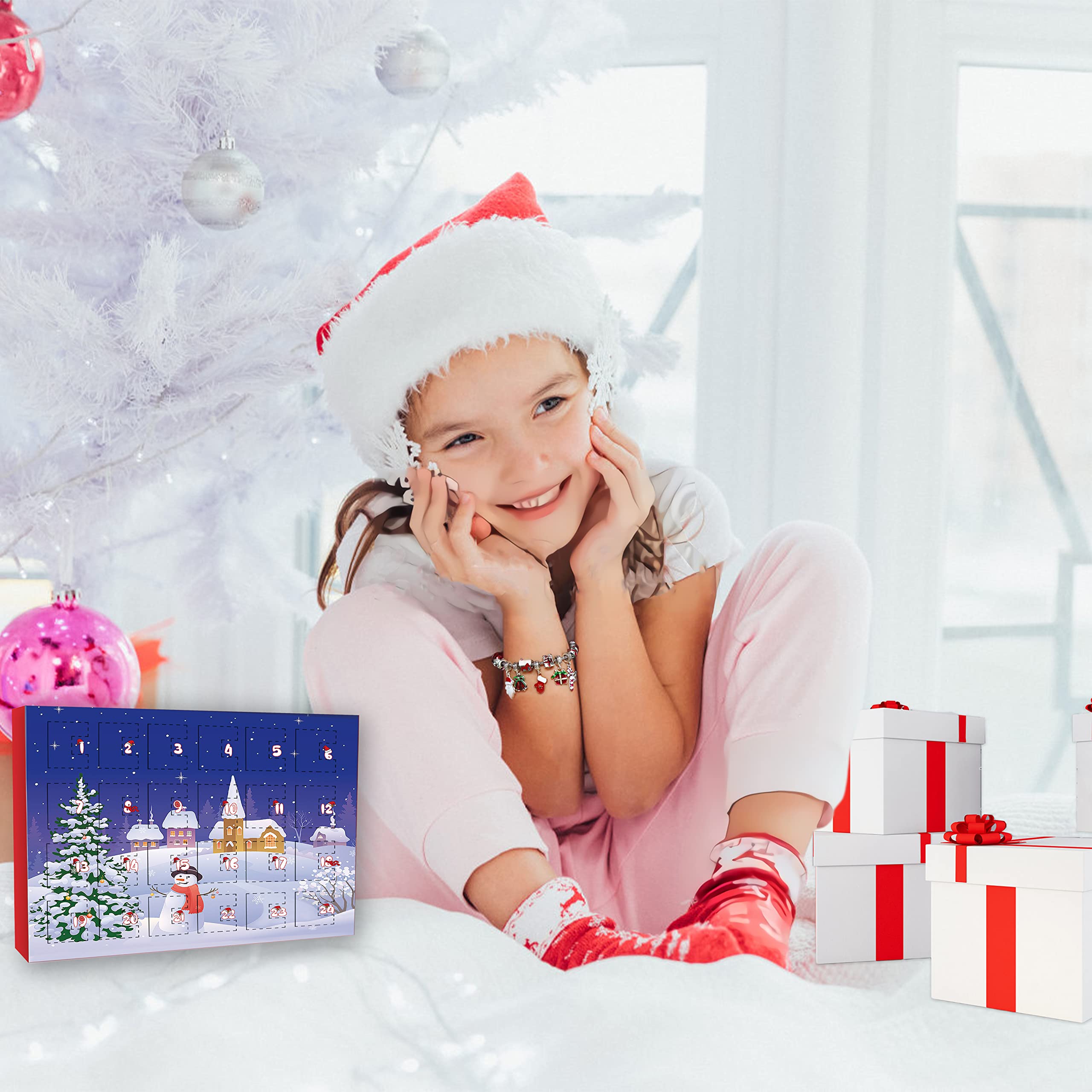Novernat Charm Bracelet Advent Calendar 2024 Diy Jewelry Making Kit 24 Days Christmas Countdown Calendar For Girl Kids Teens