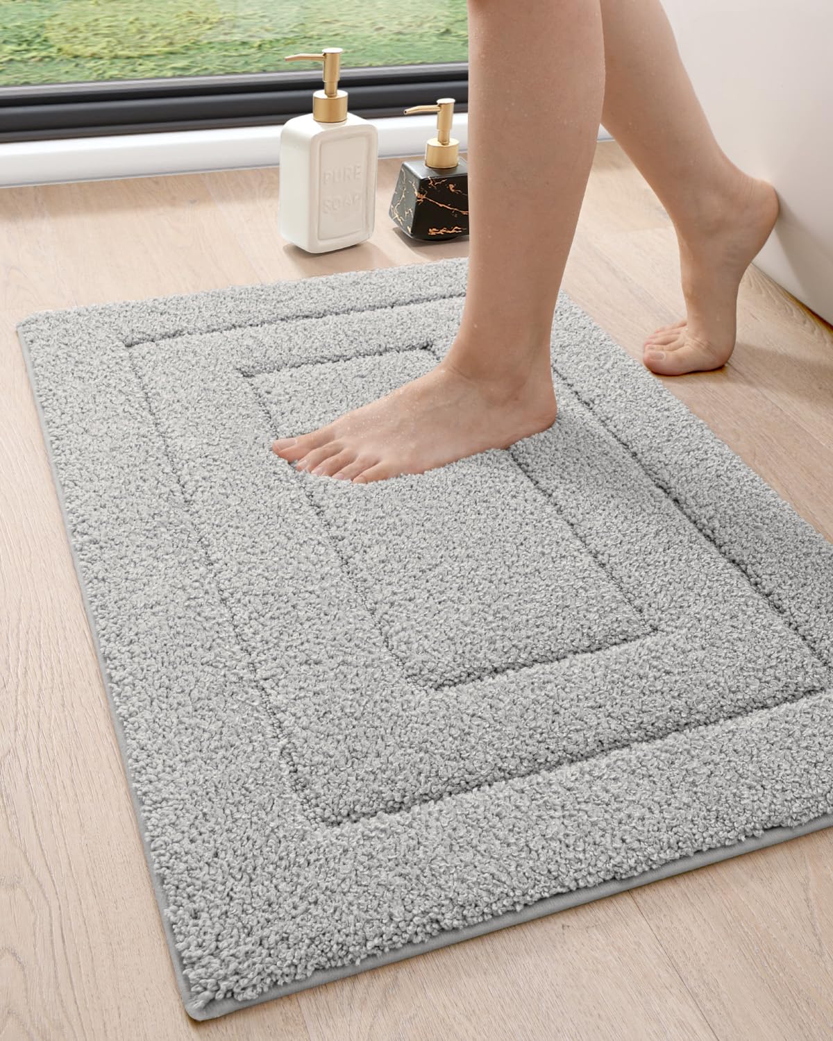 DEXI Bathroom Rug 36x24, Non Slip Washable Bath Mat for Shower Floor, Absorbent Soft Bathmat with Rubber Backing, Quick Dry Micr