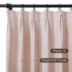 Twopages Pink Lemonade Pinch Pleated Drape 96 Inch Length Linen Light Filtering Room Darkening Curtain For Bedroom, Double Layer