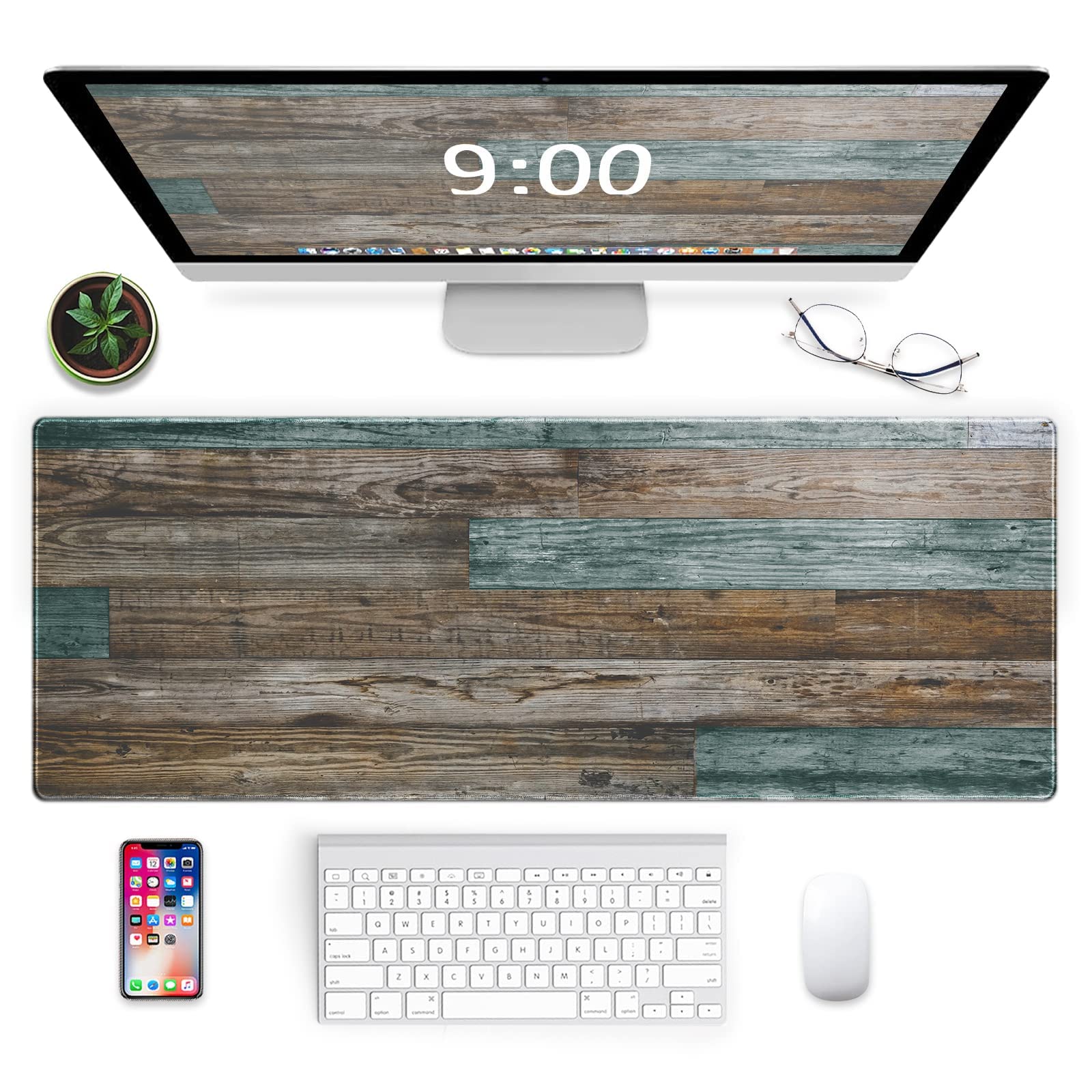 Galdas Gaming Mouse Pad Vintage Wood Grain Pattern Xxl Xl Large Mouse Pad Mat Long Extended Mousepad Desk Pad Non-Slip Rubber Mi