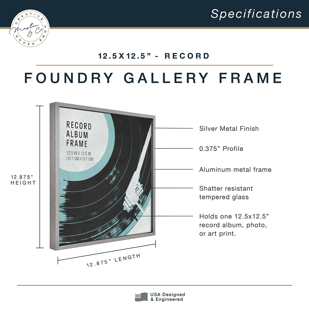 Mcs Master & Co. Foundry Metal Gallery Wall Frame, Dark Silver, 12.5 X 12.5 In Without Mat