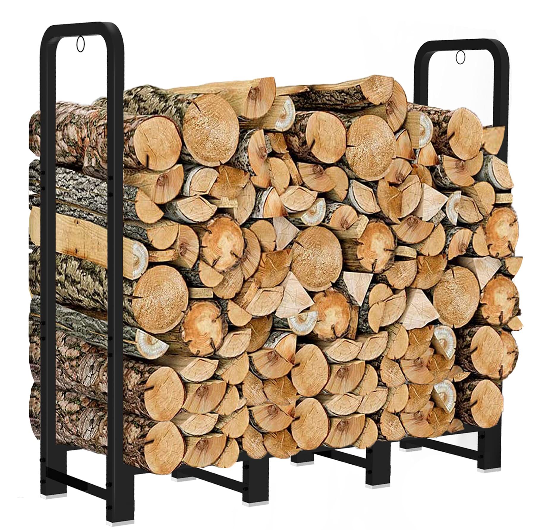 Artibear Firewood Rack Stand 4Ft Heavy Duty Logs Holder For Outdoor Indoor Fireplace Metal Wood Pile Storage Stacker Organizer,