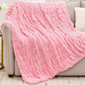 Tejoe Ultra-Soft Faux Rabbit Fur Twin Blanket 60'X80',Cosy Fuzzy & Plush Delight Blanket For Couch & Bed, Super Heavy Warm Flu