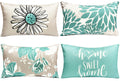 Rysmiyou Teal Linen Decorative Throw Pillow Covers 12X20 Pillow Covers For Couch Sofa Bed Living Room Set Of 4,Outdoor Pillow Co