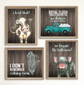 I Herd That! - Funny Farmhouse Bathroom Themed Decor Art Farm Rustic Wood Style Wall Prints Set Cow Pig Poster Signs Typography 