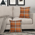 Fall Plaid Pillow Covers 16X16 Set Of 2 Orange Blue Buffalo Plaid Tartan Print Autumn Themed Decorative Throw Pillows Outdoor Pi