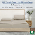 California Design Den Split King Sheet Set - Luxury 800 Thread Count, 100% Cotton Sateen, Bedding Set With Deep Pockets, Cooling & Softer Than Egyptian Cotton Sheets (Beige)