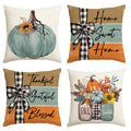 Avoin Colorlife Fall Pumpkin Home Sweet Home Throw Pillow Covers, 16 X 16 Inch Autumn Thankful Grateful Blessed Harvest Floral D