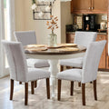 COLAMY Upholstered Parsons Dining Chairs Set of 4, Fabric Dining Room Kitchen Side Chair with Nailhead Trim and Wood Legs - Ligh