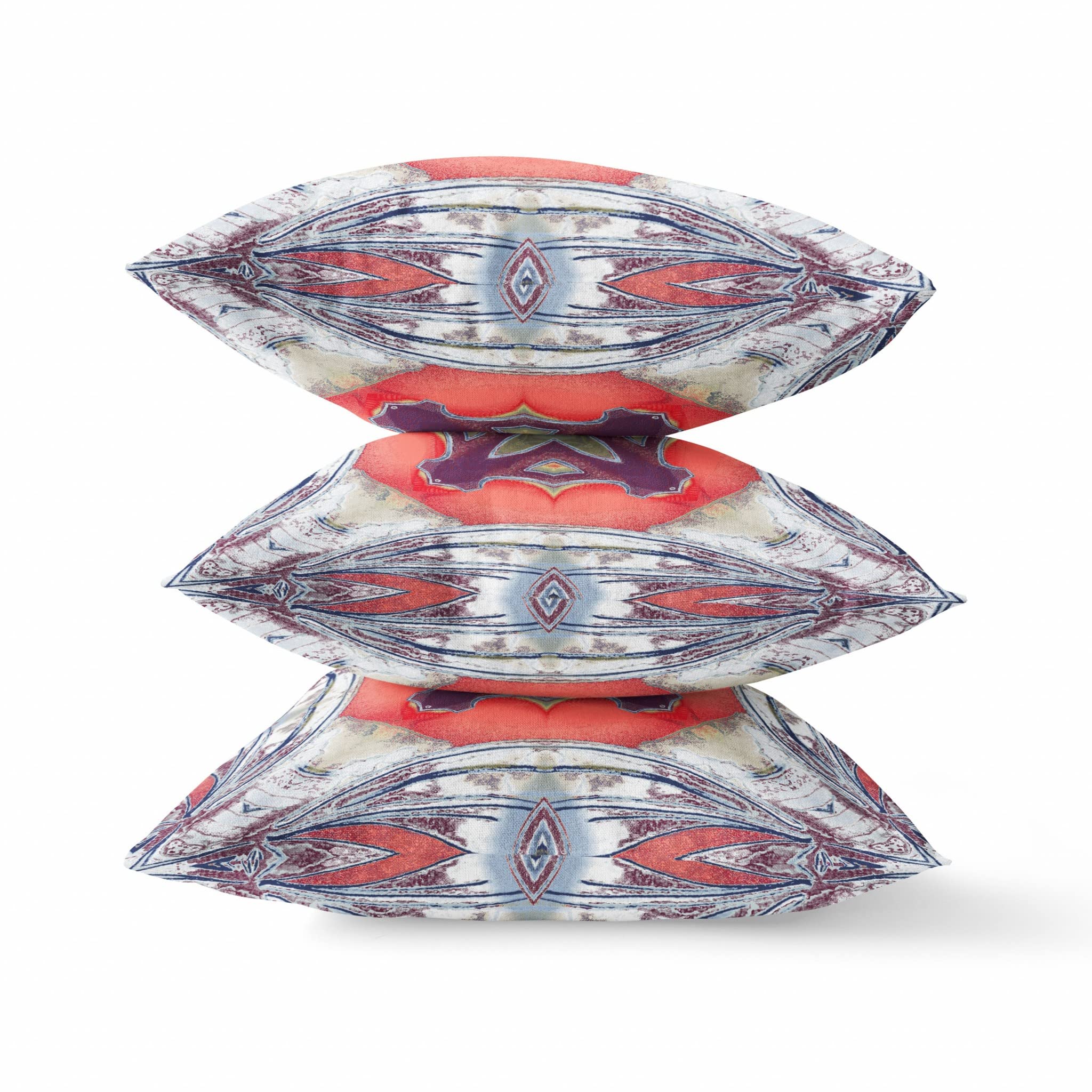 HomeRoots Light Blue Grey Peach 20â€ Gray Peach Geo Tribal Suede Throw Pillow