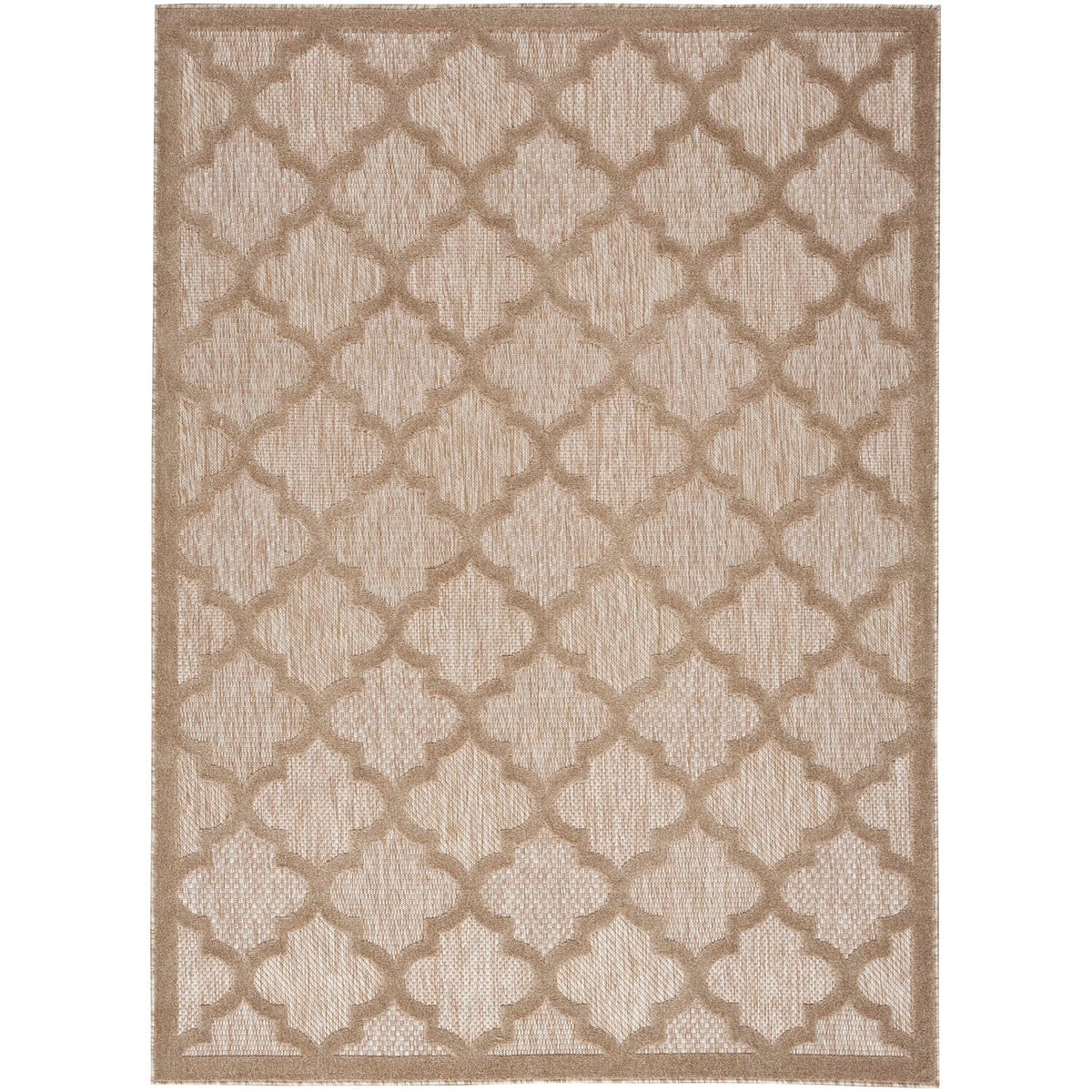 Nourison Easy Care Moroccan Natural Beige 5' X 7' Area Rug, Trellis, Easy Cleaning, Non Shedding, Bed Room, Living Room, Dining