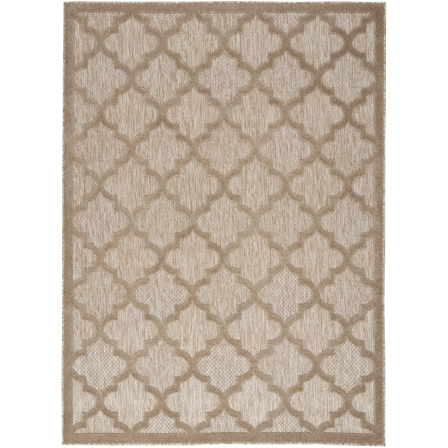 Nourison Easy Care Moroccan Natural Beige 5' X 7' Area Rug, Trellis, Easy Cleaning, Non Shedding, Bed Room, Living Room, Dining