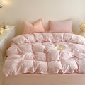 BOLINLIVING Gingham Duvet Cover Queen Size, 3PCS Pink White Checkered Plaid Duvet Cover Set, Microfiber Bedding Set for All Seas