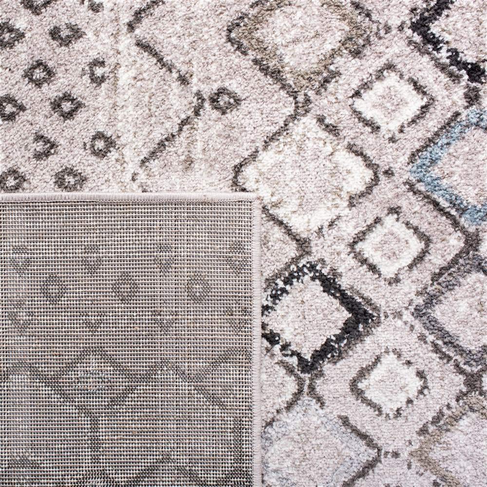 Safavieh Amsterdam Collection Area Rug - 5'1'' X 7'6'', Light Grey & Brown, Moroccan Boho Design, Non-Shedding & Easy Care, Idea