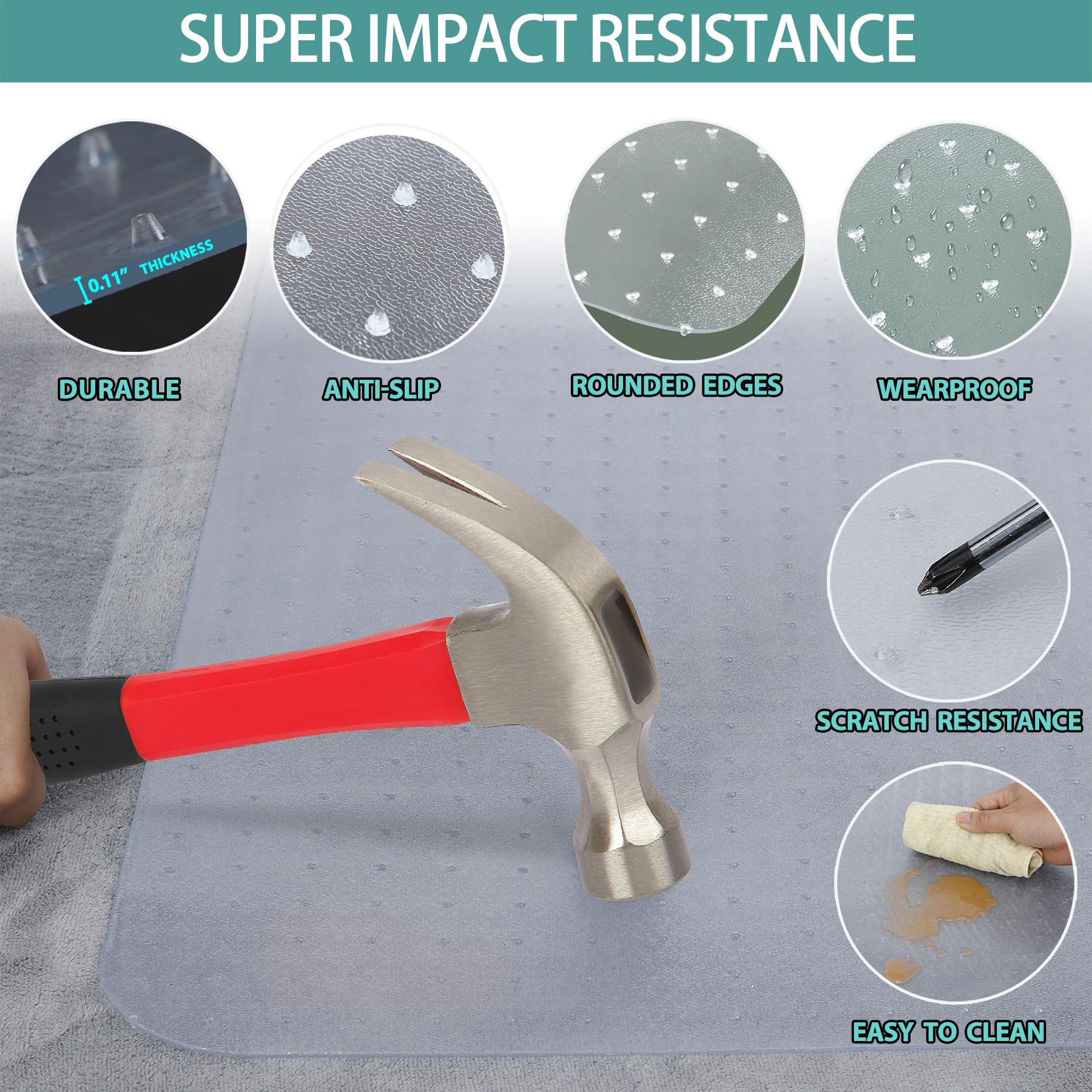 Super Deal Upgraded 48' X 36' Transparent Office Mat Chair Mat, Heavy Duty Carpets With Lip For Hardwood Floor, Rug Carpet Floor Computer Desk Low And Medium Pile Carpets