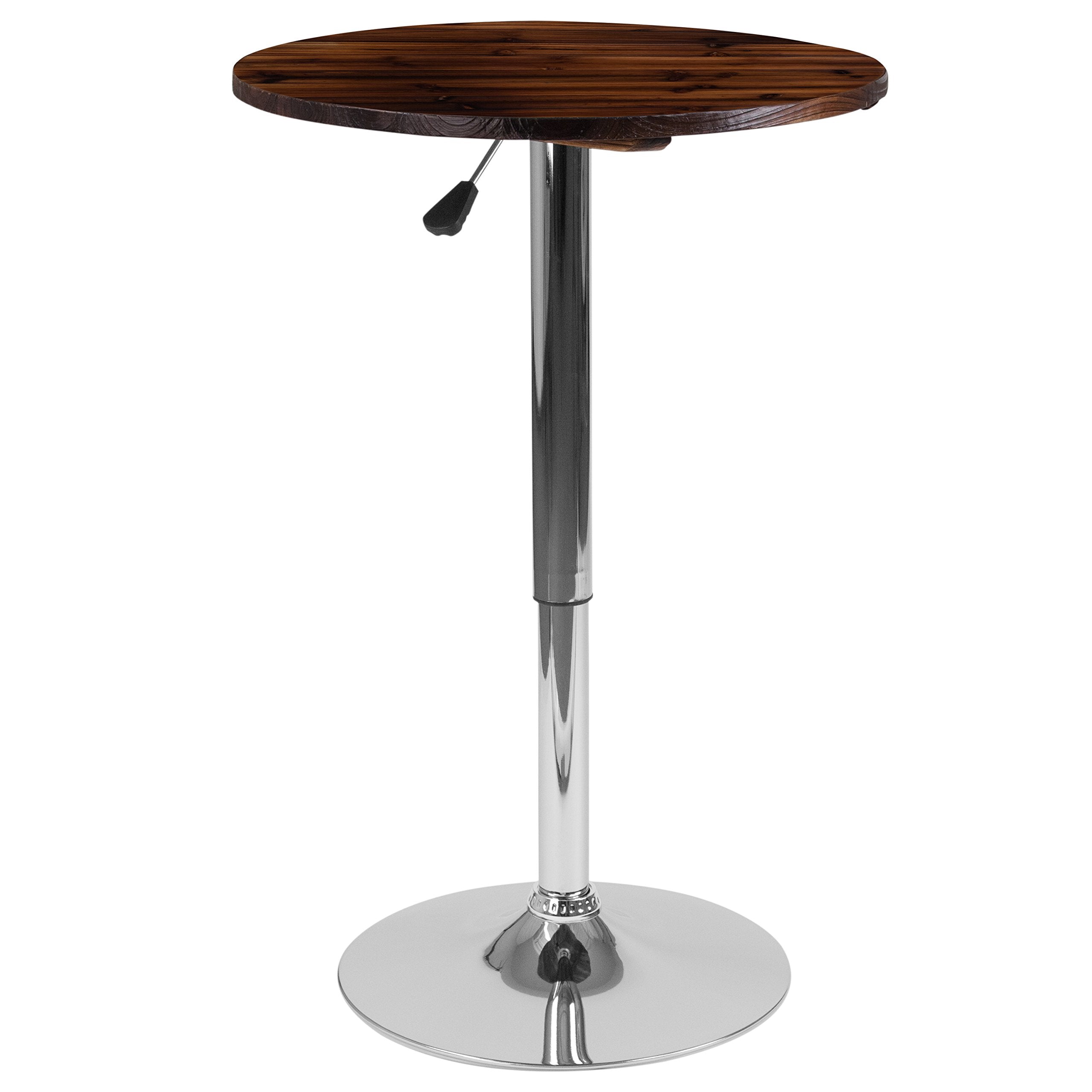 Flash Furniture Hills 23.5'' Round Adjustable Height Rustic Pine Wood Table (Adjustable Range 26.25'' - 35.5'')