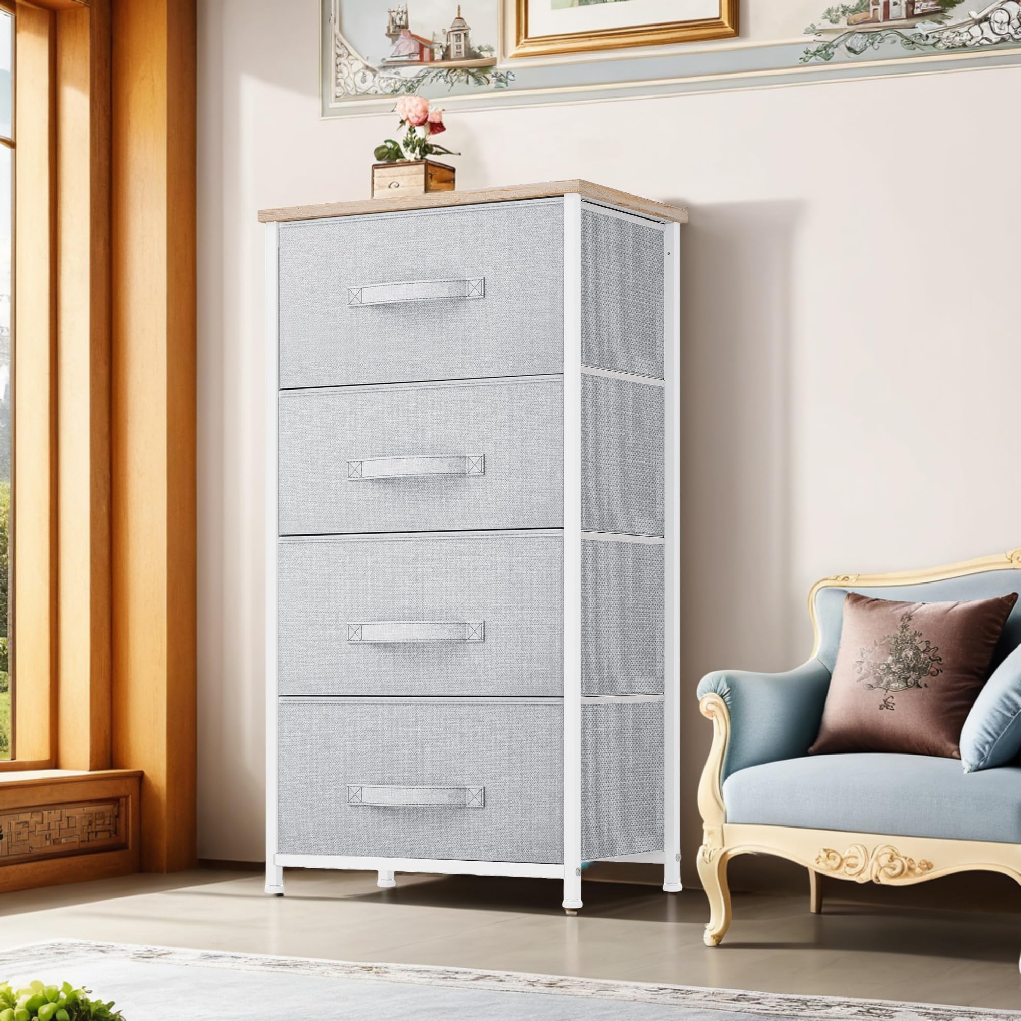 Yitahome Dresser With 8 Drawers - Fabric Storage Tower, Organizer Unit For Bedroom, Living Room, Hallway, Closets & Nursery - Sturdy Steel Frame, Wooden Top & Easy Pull Fabric Bins