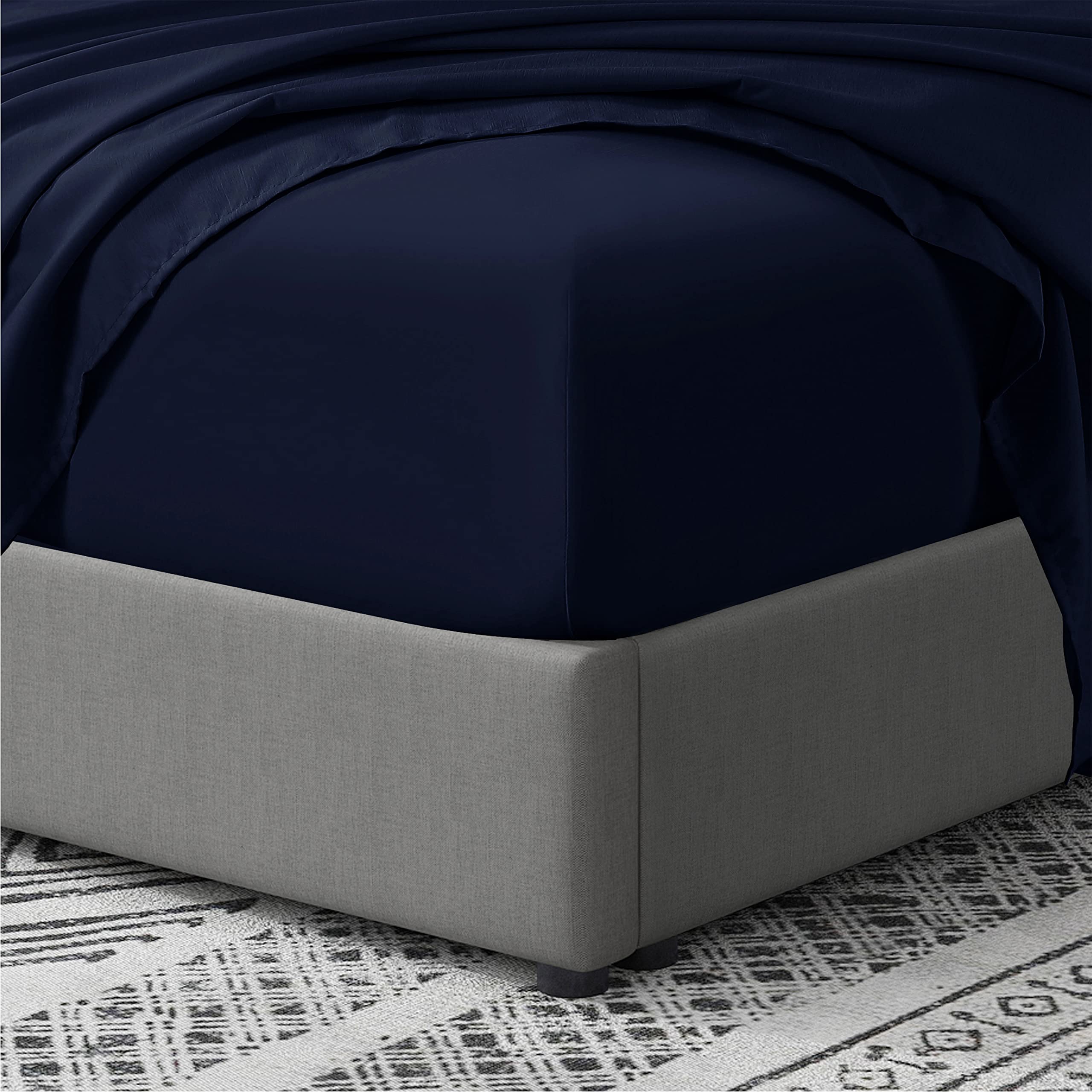 Cathay Home Full Fitted Sheet - Double Brushed Ultra Soft - Wrinkle & Fade Resistant - 21' Extra Deep Pocket Fitted Sheet Only - Good Fit For 19'-23' Deep Mattress (Full, Navy)