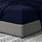 Cathay Home King Fitted Sheet - Double Brushed Ultra Soft – Wrinkle & Fade Resistant - 16' Deep Pocket Fitted Sheet Only - Good Fit For 14'-18' Deep Mattress (King, Navy)