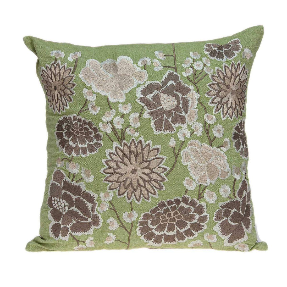 HomeRoots 100% Cotton Parkland Collection Adelia Tropical Green Pillow Cover with Poly Insert