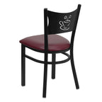 Flash Furniture HERCULES Series Black Coffee Back Metal Restaurant Chair - Burgundy Vinyl Seat