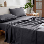 Everly Linen Queen Sheets Set, 100% Stonewashed French Linen Bed Sheets Deep Pocket Sheets, 4 Pieces (1 Flat Sheet, 1 Fitted She