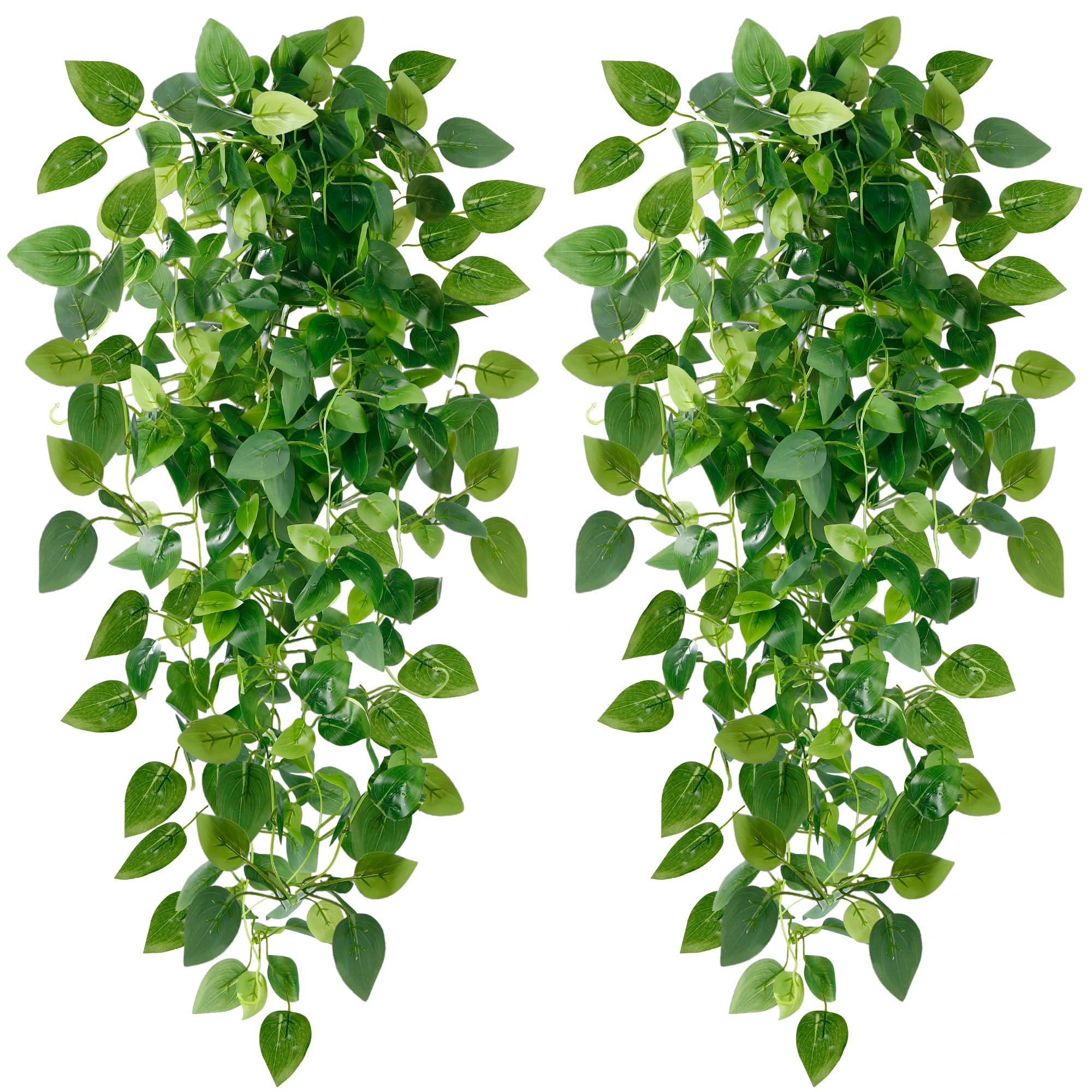 Sggvecsy Fake Hanging Plants 4 Pcs Artificial Hanging Plants Fake Ivy Vine Faux Pothos Vines Artificial Ivy Leaves Greenery Plan