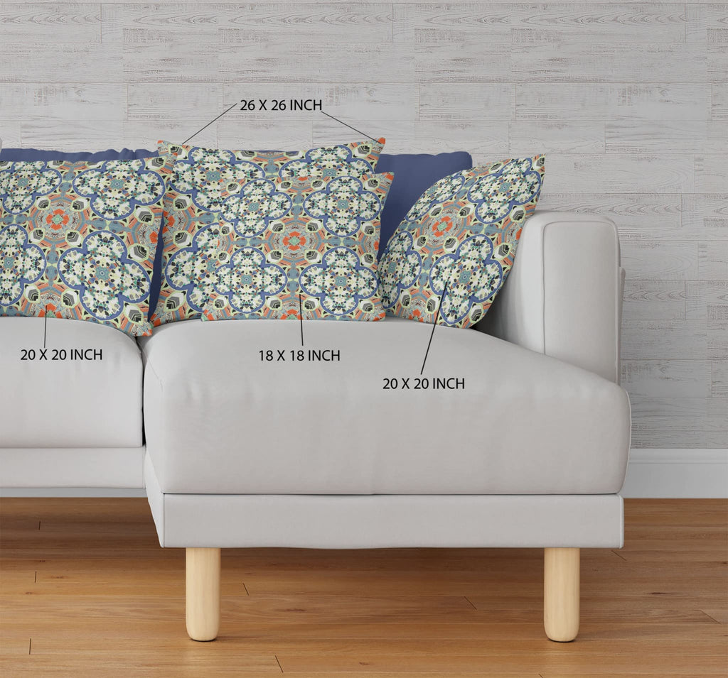 HomeRoots Blue Cream Orange Blue Cream Cloverleaf Boho Suede Throw Pillow