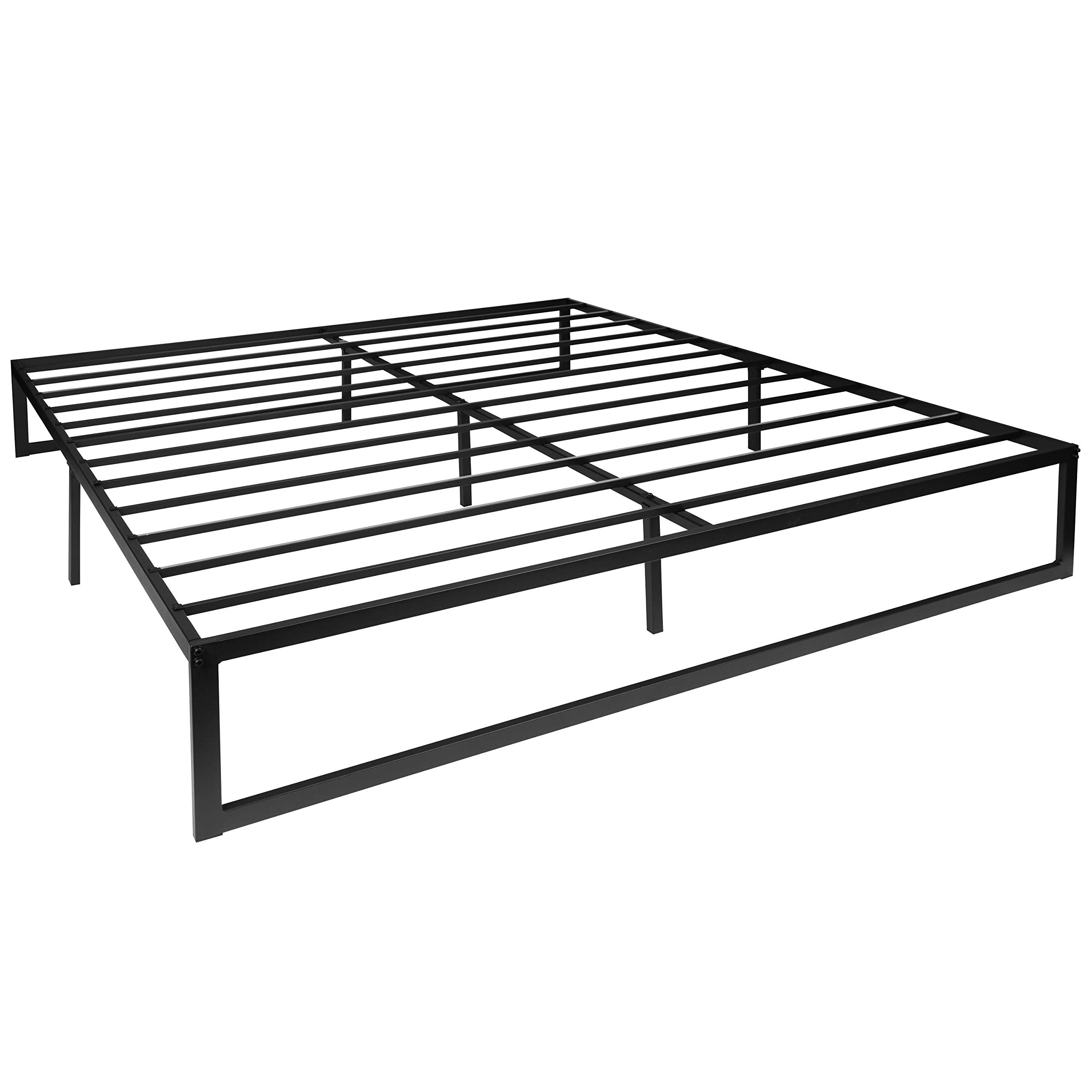 Flash Furniture Lana 14 Inch Metal Platform Bed Frame - No Box Spring Needed with Steel Slat Support and Quick Lock Functionality (King)