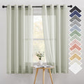 Nicetown Linen Sheer Curtains Flax Textured, Grommet Top Casual Thick Semitransparent Flax Sheer Privacy Window Treatment For Lo