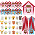 Demonwer 24 Pack Valentine s Day Gifts Mini Dog Figurines with Greeting Card Puppy Animal Figures for Valentine Party Favors Ex