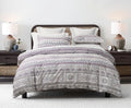 SLEEPBELLA Boho Chic Striped King Size Duvet Cover Set - 100% Cotton with Button Closure in White and Purple